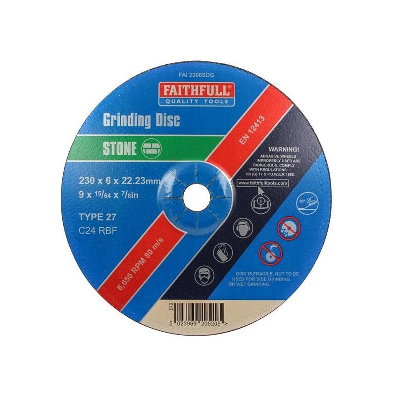 Faithfull Depressed Centre Stone Grinding Disc 230 x 6 x 22.23mm