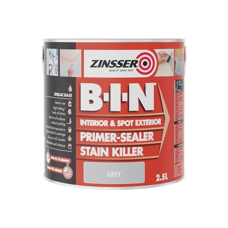 Zinsser B.I.N Primer, Sealer & Stain Killer Paint Grey 2.5 litre