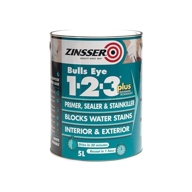 Zinsser Bulls Eye 1-2-3 Plus Primer, Sealer & Stain Killer White  2.5 litre