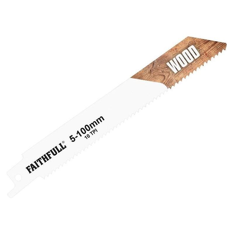 Faithfull S811H Sabre Saw Blade Wood 150mm 10 TPI (Pack of 5)