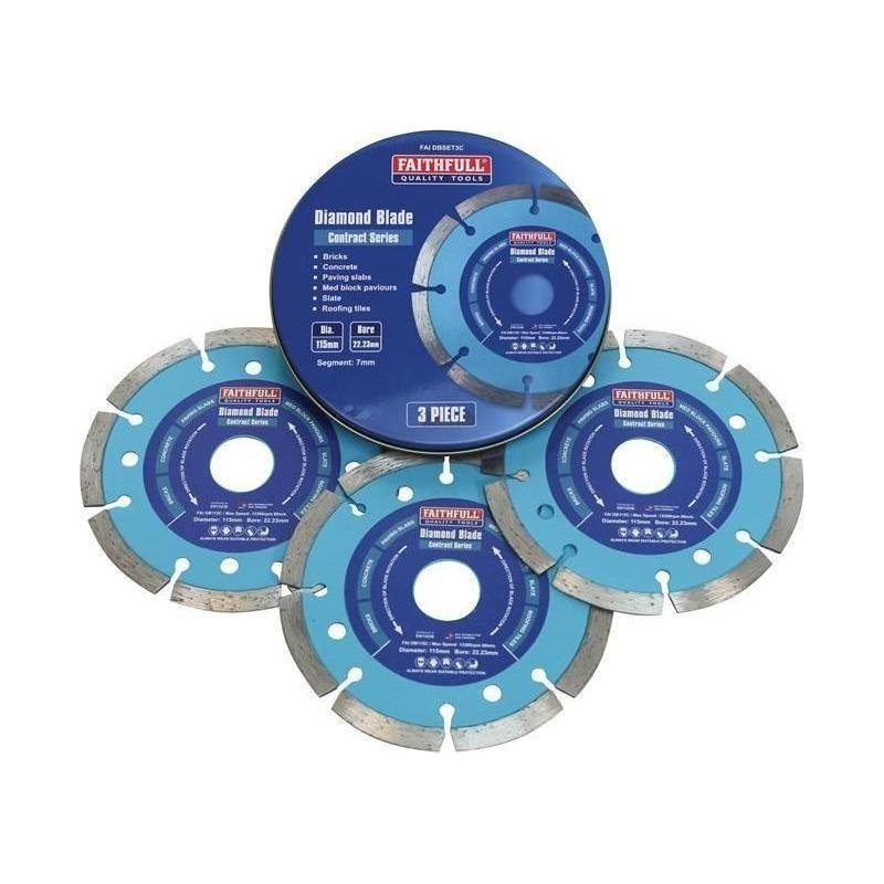 Faithfull Contract Diamond Blades 115 x 22.2mm (Pack 3)