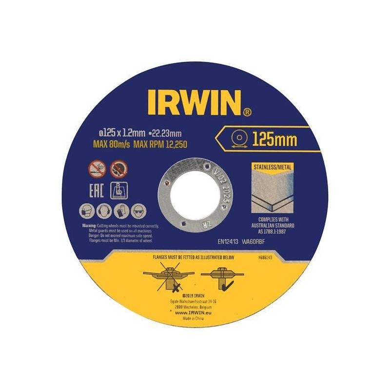 Irwin Metal Cutting Disc 125 x 1.2 x 22.2mm Tin of 10
