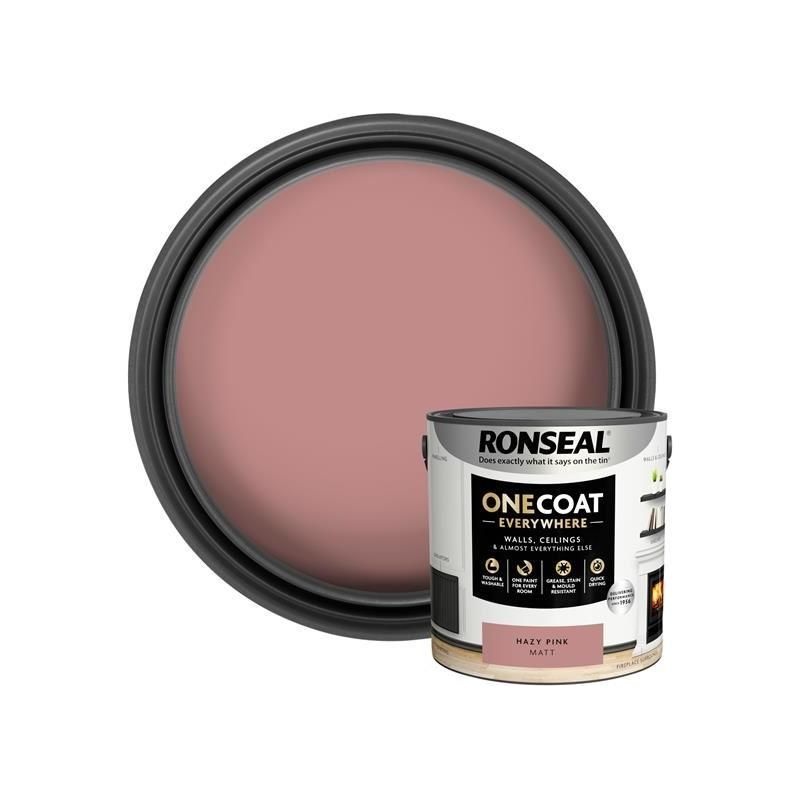 Ronseal One Coat Everywhere Interior Paint Hazy Pink Matt 2.5 litre