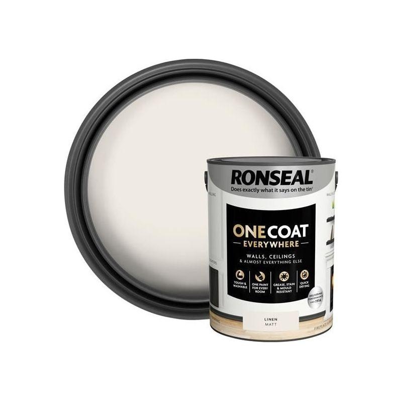 Ronseal One Coat Everywhere Interior Paint Linen Matt 5 litre
