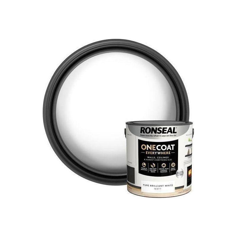 Ronseal One Coat Everywhere Interior Paint Pure Brilliant White Matt 2.5 litre