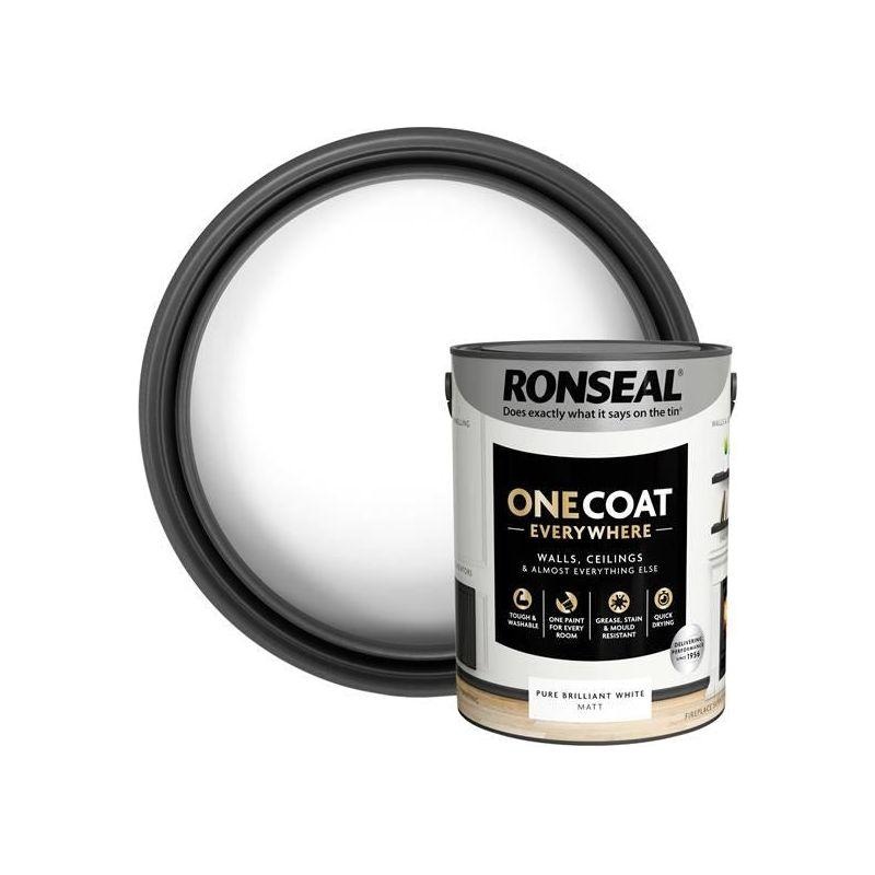 Ronseal One Coat Everywhere Interior Paint Pure Brilliant White Matt 5 litre