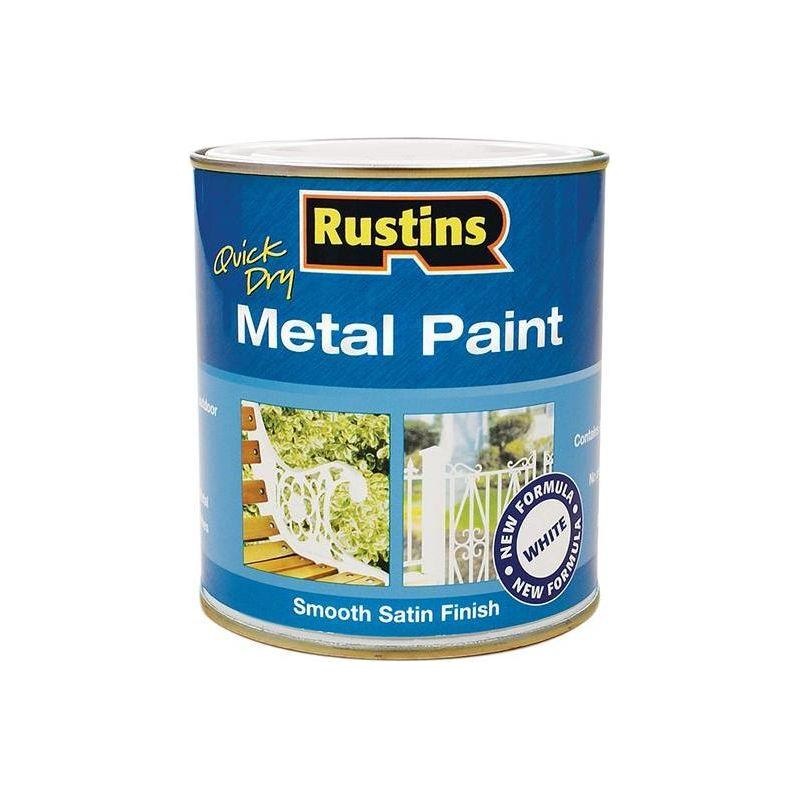Rustins Quick Dry Metal Paint Smooth Satin White 500ml