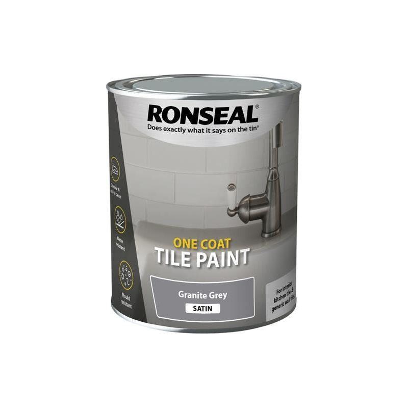 Ronseal One Coat Tile Paint Granite Grey Satin 750ml