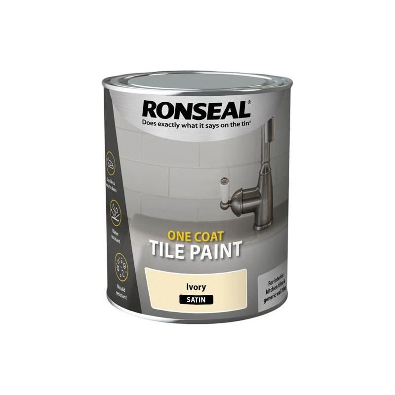 Ronseal One Coat Tile Paint Ivory Satin 750ml