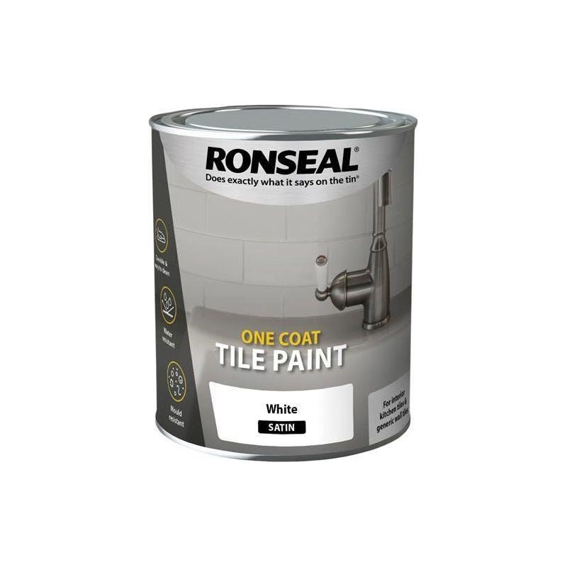 Ronseal One Coat Tile Paint White Satin 750ml