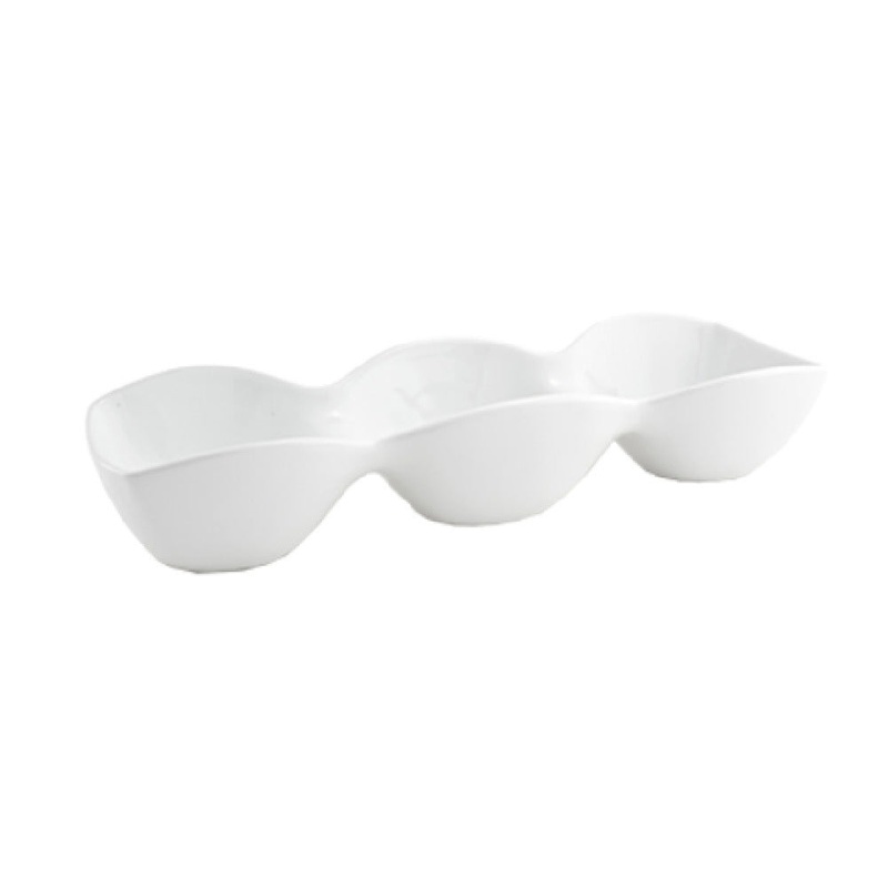 FOH BBO004WHP11 Pod Server 3-compartment 7 Oz. Per Bowl