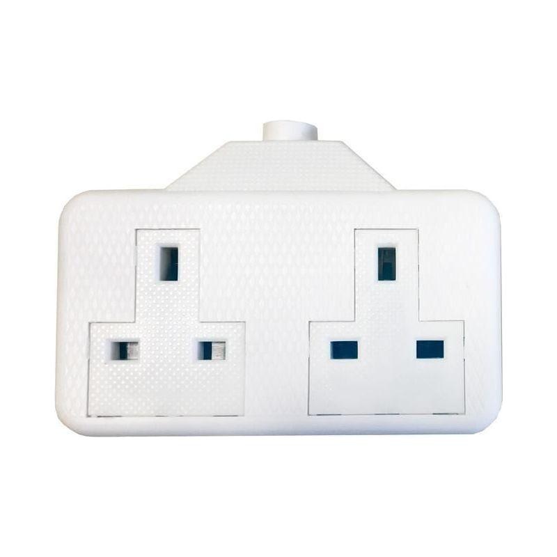 Smj White Trailing Extension Socket 13A 2-Gang