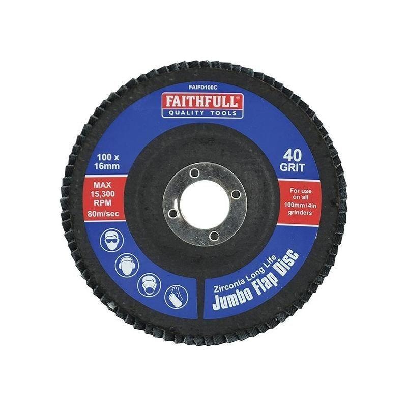 Faithfull Abrasive Jumbo Flap Disc 100mm Coarse