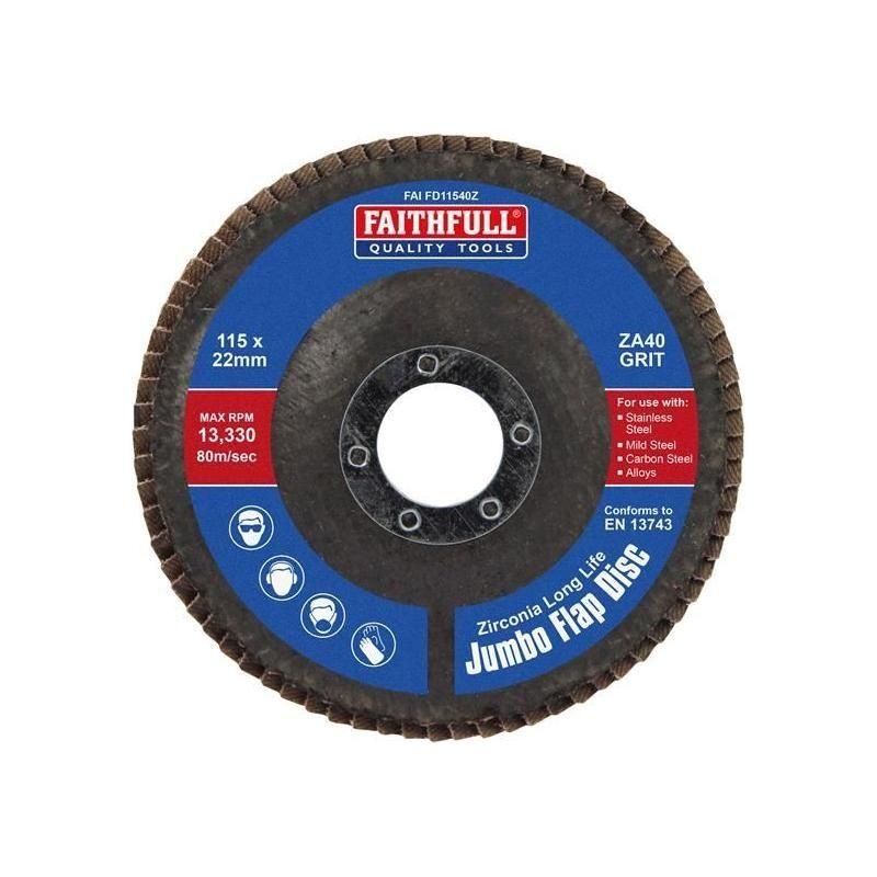 Faithfull Zirconia Abrasive Jumbo Flap Disc A40 115mm
