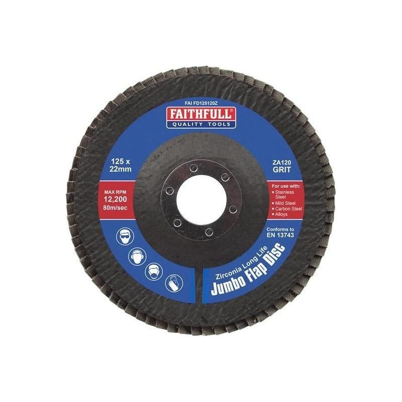 Faithfull Zirconia Abrasive Jumbo Flap Disc ZA120 125mm