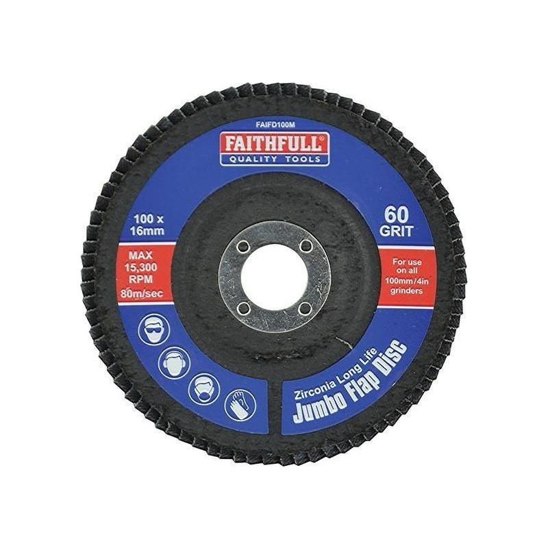 Faithfull Abrasive Jumbo Flap Disc 100mm Medium