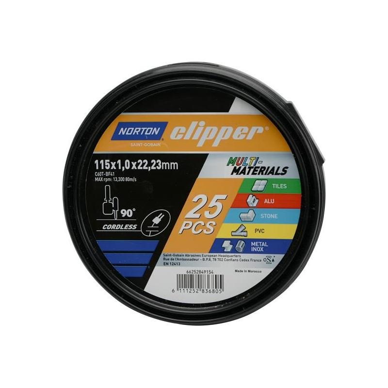 Norton Clipper Clipper Multi-Material Cutting Discs 115 x 22.23mm (Tub of 25)