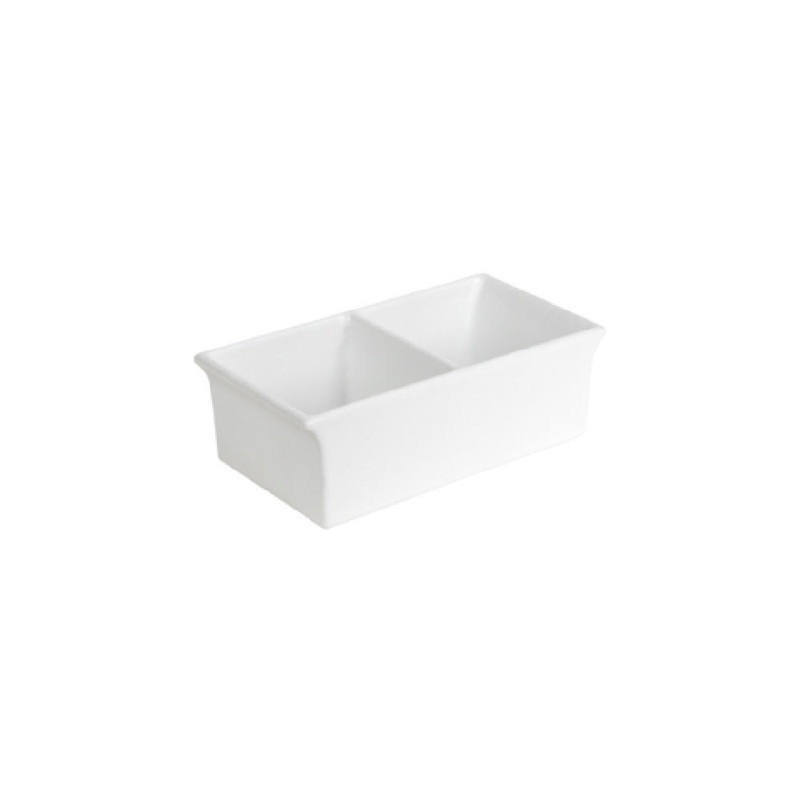 FOH BBO047WHU18 Smart Buffet Ware Domino Divided Bowl 10.75 X 5.75 2.5