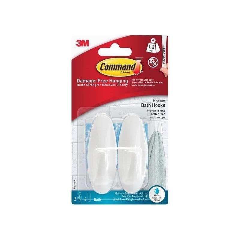 Command Medium Bathroom Hooks (Pack 2)