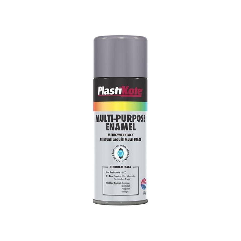 Plastikote Multi Purpose Enamel Spray Paint Gloss Grey 400ml