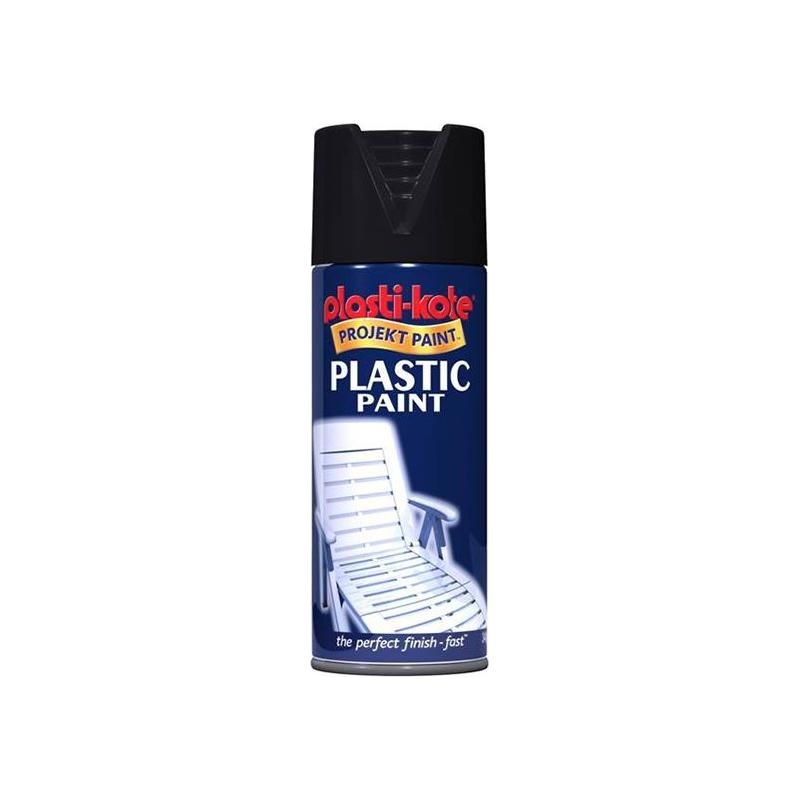Plastikote Plastic Paint Spray Black Gloss 400ml