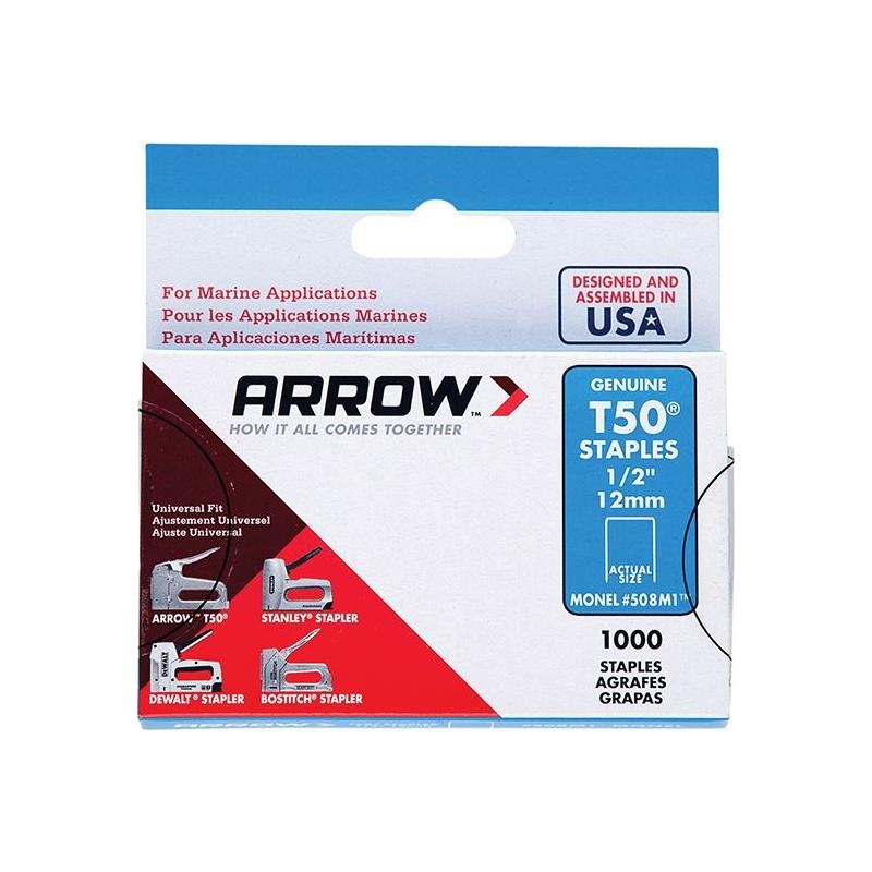 Arrow T50M 505m Monel Staples 8mm ( 5/16in) (Box 1000)