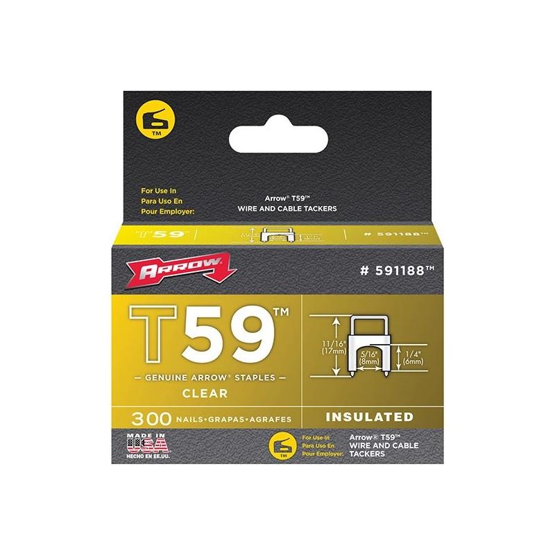 Arrow T59 Insulated Staples Clear 6 x 8mm (Box 300)