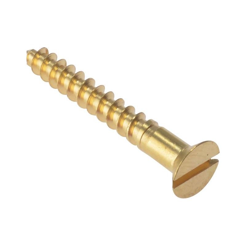 Forgefix Wood Screw Slotted CSK Solid Brass 1/2in x 8 Box 200