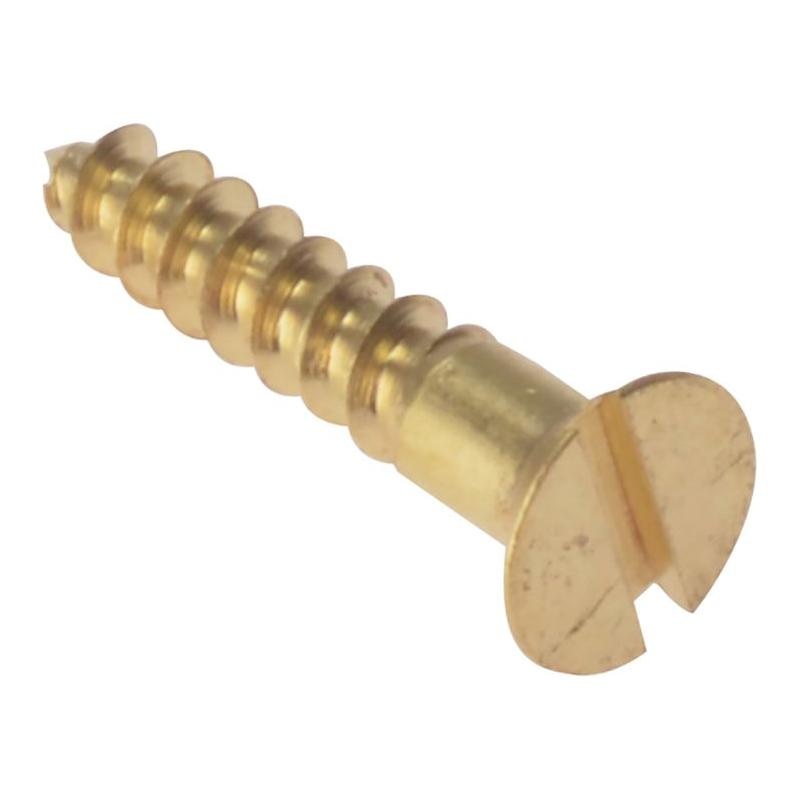 Forgefix Wood Screw Slotted CSK Solid Brass 1in x 10 Box 200