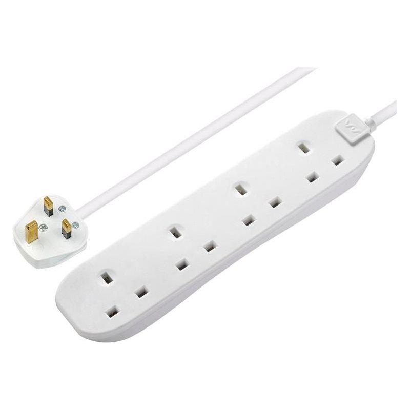 Masterplug Extension Lead 240V 4-Gang 13A White 2m