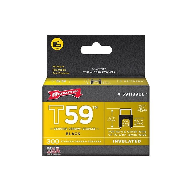 Arrow T59 Insulated Staples Black 8 x 8mm (Box 300)
