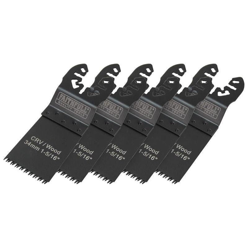 Faithfull Multi-Function Tool CrV Flush Cut Wood Blade Ground Side Set 34mm (Pack 5)