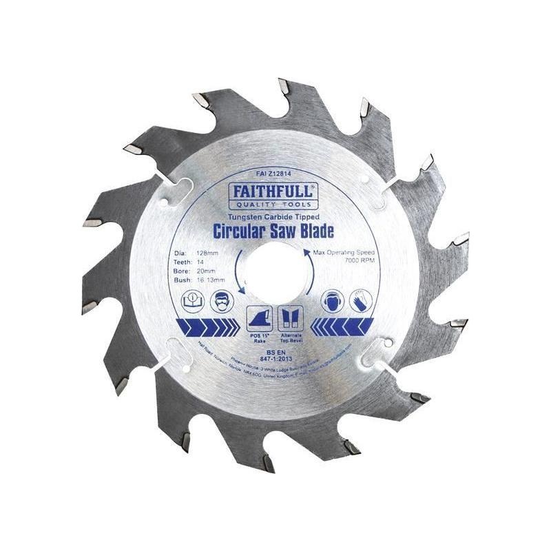 Faithfull TCT Circular Saw Blade 128 x 20mm x 14T POS