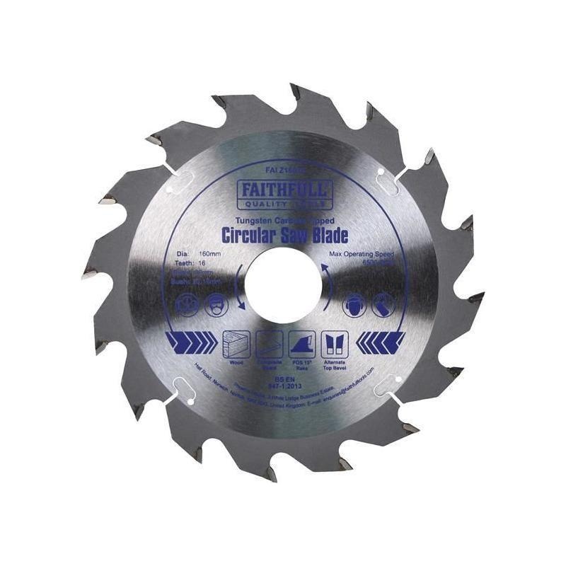Faithfull TCT Circular Saw Blade 160 x 30mm x 16T POS