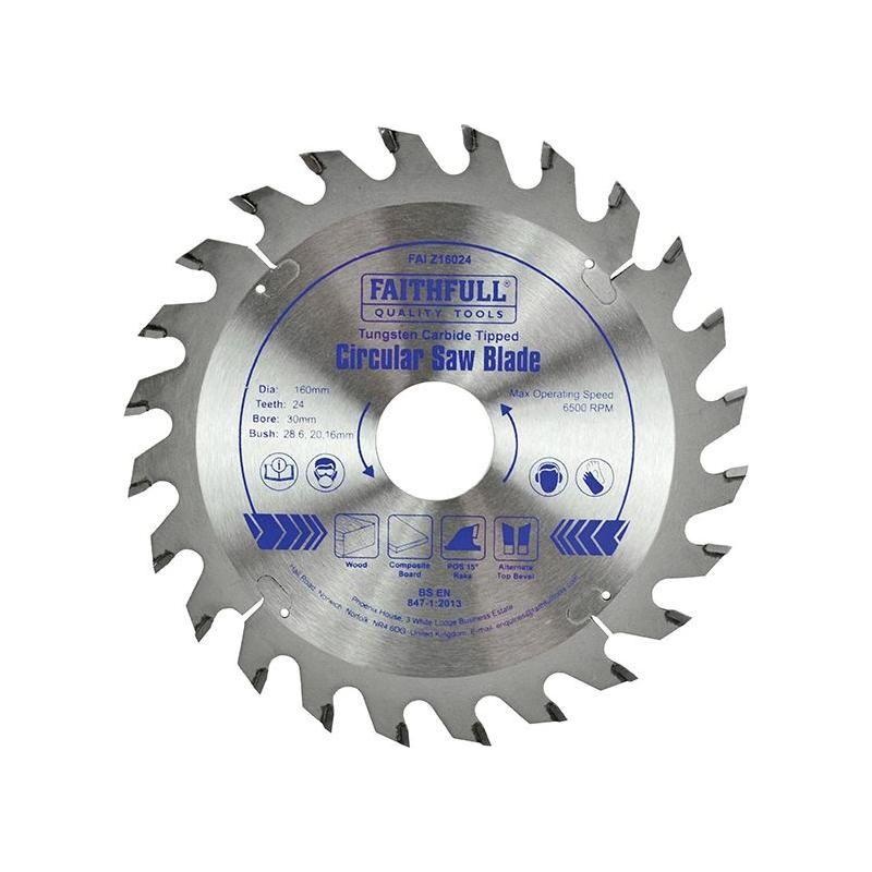 Faithfull TCT Circular Saw Blade 160 x 30mm x 24T POS