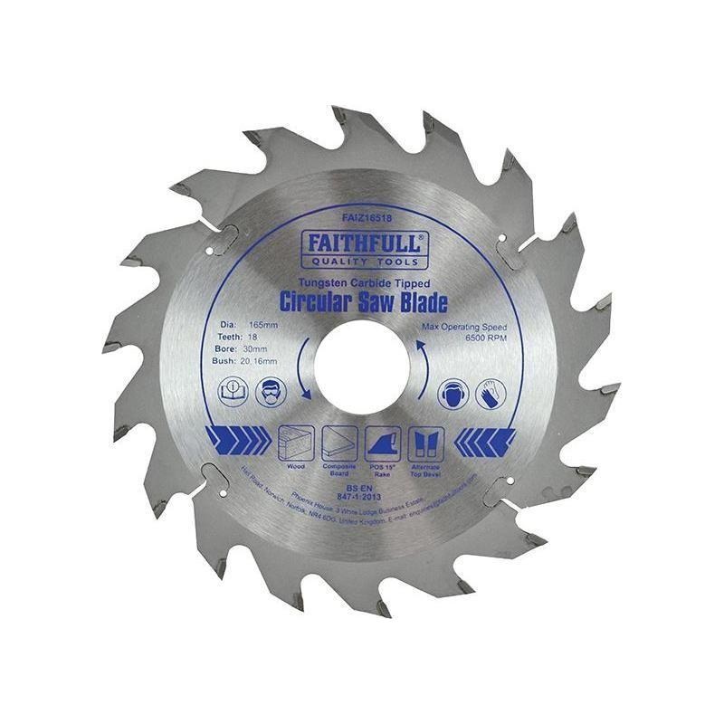 Faithfull TCT Circular Saw Blade 165 x 30mm x 18T POS