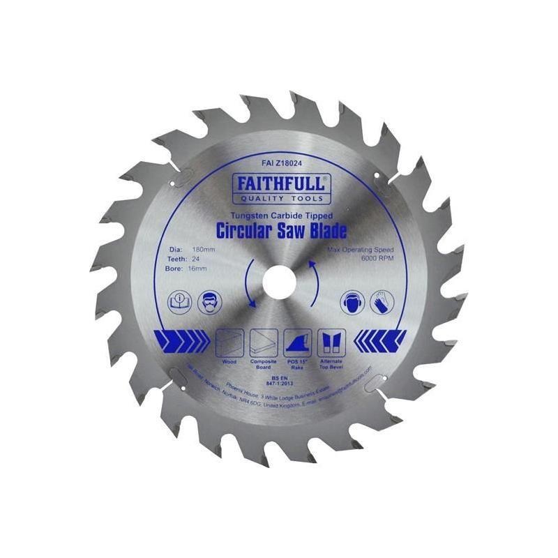 Faithfull TCT Circular Saw Blade 180 x 16mm x 24T POS