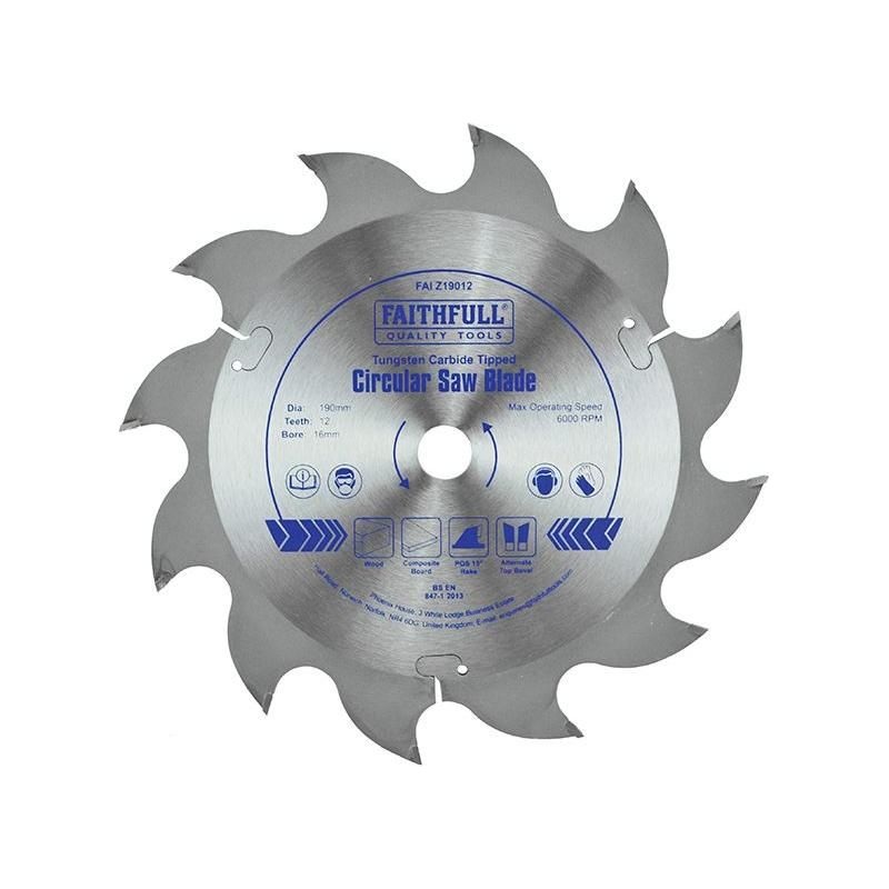 Faithfull TCT Circular Saw Blade 190 x 16mm x 12T POS