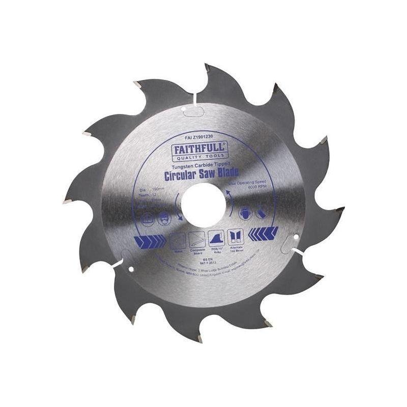 Faithfull TCT Circular Saw Blade 190 x 30mm x 12T POS