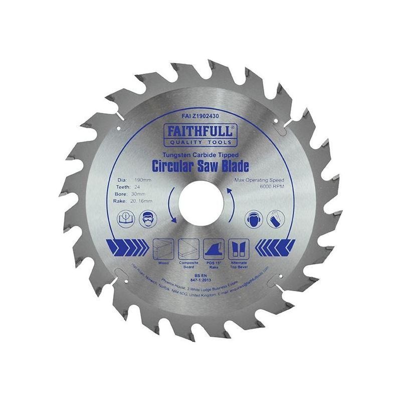 Faithfull TCT Circular Saw Blade 190 x 30mm x 24T POS