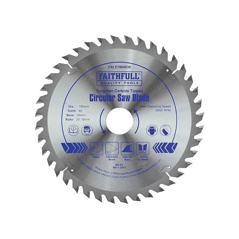 Faithfull TCT Circular Saw Blade 190 x 30mm x 40T POS
