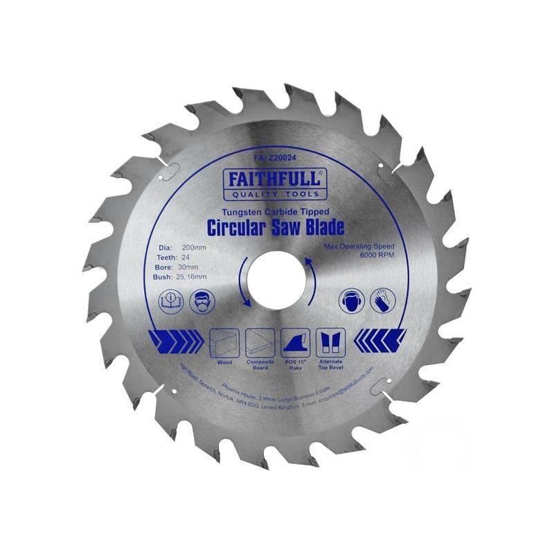 Faithfull TCT Circular Saw Blade 200 x 30mm x 24T POS
