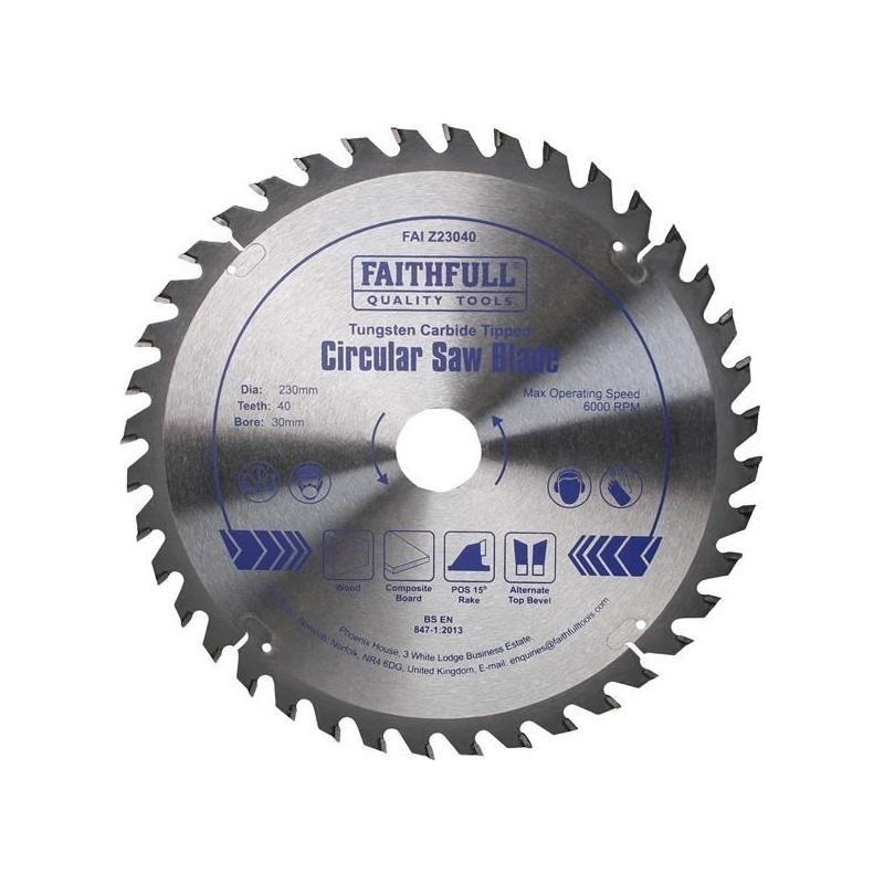 Faithfull TCT Circular Saw Blade 230 x 30mm x 40T POS