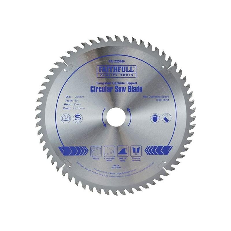 Faithfull TCT Circular Saw Blade 254 x 30mm x 60T POS