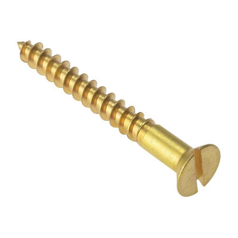 Forgefix Wood Screw Slotted CSK Solid Brass 4in x 12 Box 100