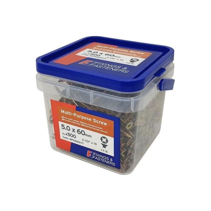 Forgefix Multi-Purpose Pozi Compatible Screw CSK ST ZYP 5.0 x 60mm Tub 500