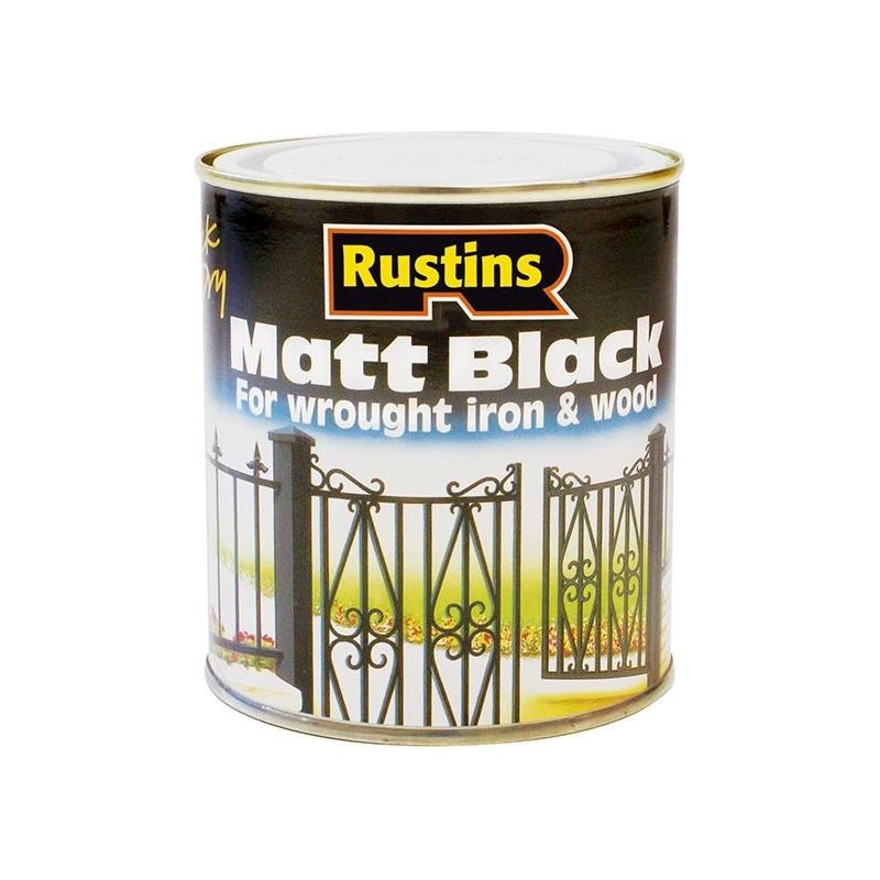 Rustins Matt Black Paint Quick Drying 500ml