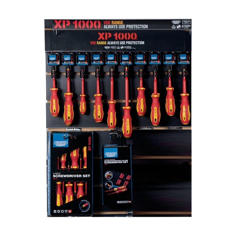 XP1000 VDE Slimline Screwdriver Profile for Slat Wall and Toolbar (34 Piece)