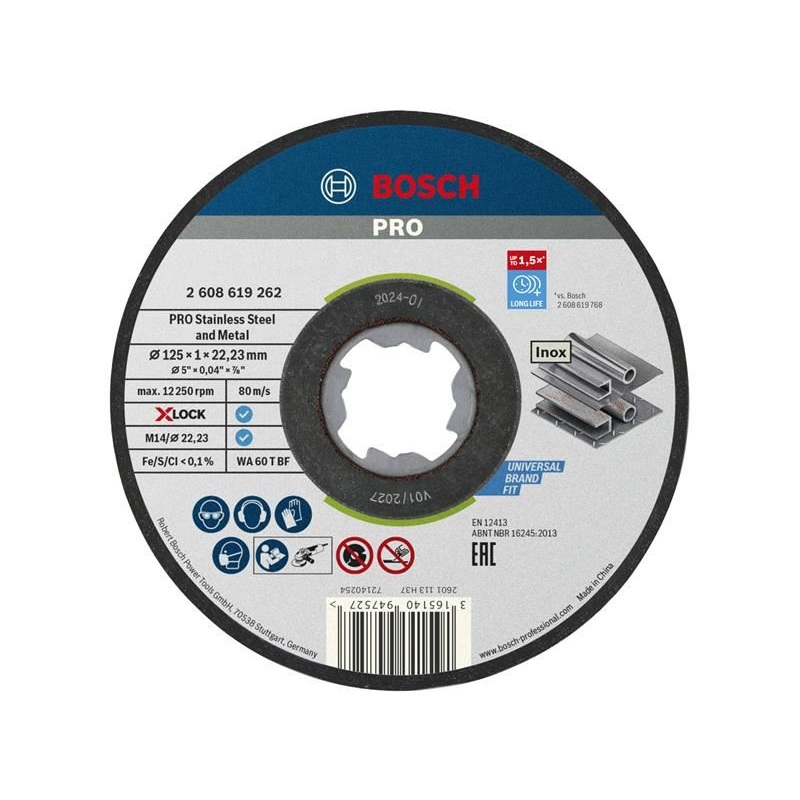 Bosch Powertool Accessories PRO Stainless Steel and Metal Bonded Cutting Disc 125 x 1.0 x 22.23mm Pack of 10