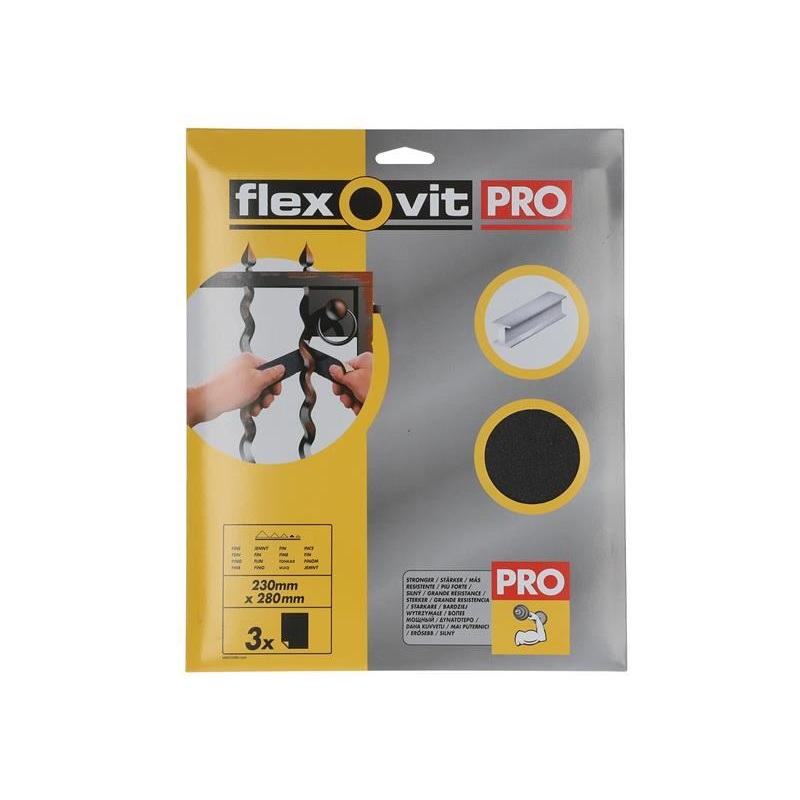 Flexovit Emery Cloth Sanding Sheets 230 x 280mm Fine 120G (3)